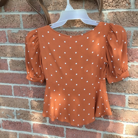 For Love & Lemons Copper Top XS With Polka Dots - Picture 3 of 7